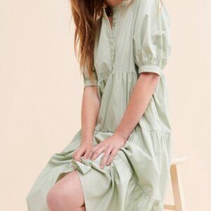 English Factory | Light Green Tiered Cotton Short Sleeve Dress | L